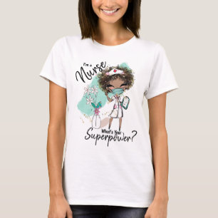 T-shirt Infirmière superpuissance infirmières afro-américa