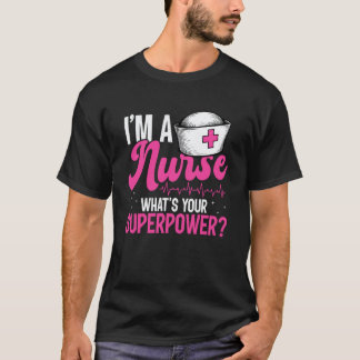 T-shirt Infirmière Superpuissance Rythme Cardiaque Soins M
