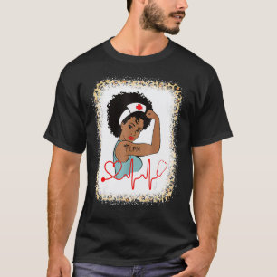 T-shirt Infirmière symbole médical fort Lpn noir décoloré