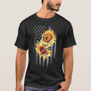 T-shirt Infirmière Tournesol Drapeau Américain Patriotique