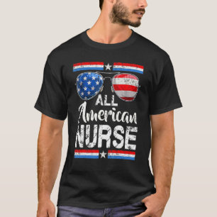 T-shirt Infirmière Tout Américaine Drapeau Américain 4 Jui