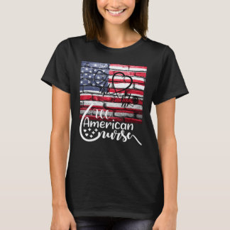 T-shirt Infirmière tout américaine Drapeau américain Jour