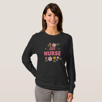 T-shirt Infirmière Urgences Fleur Rétro