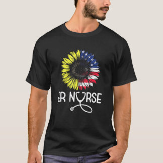T-shirt Infirmière Urgentiste Drapeau Américain Patriotiqu