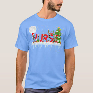 T-shirt Infirmière Xmas Arbre Lumière Léopard Santa Hat Re