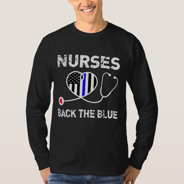 T-shirt Infirmières Retour Le Bleu Léger Ligne Bleue Drape (Devant)