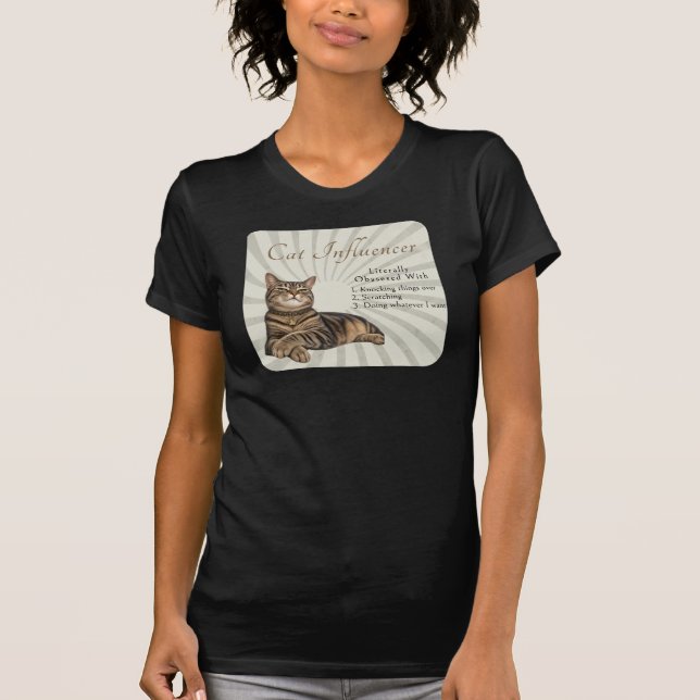 T-shirt Influenceur félin littéralement obsédé (Devant)
