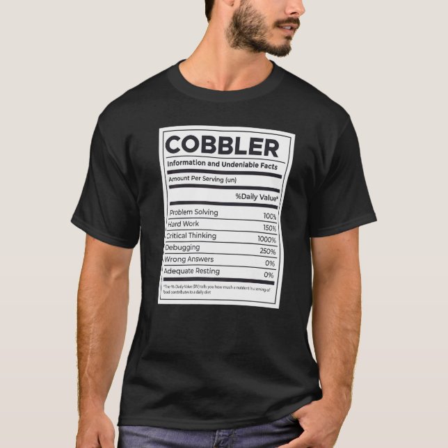 T-shirt Information sur la nutrition du cordonnier (Devant)