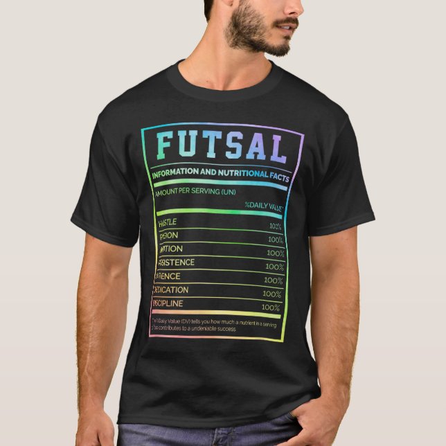 T-shirt Informations et faits nutritionnels sur le futsal  (Devant)