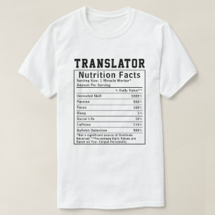 T-shirt Informations nutritionnelles drôles pour traducteu