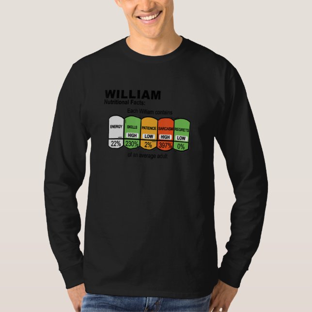 T-shirt Informations nutritionnelles Mens William (Devant)