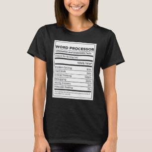 T-shirt Informations nutritionnelles sur le processeur Wor
