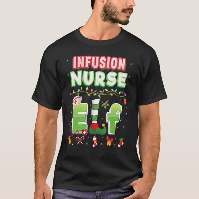 T-shirt Infusion Infirmière Elf Christmas Sweater laide-mo (Devant)