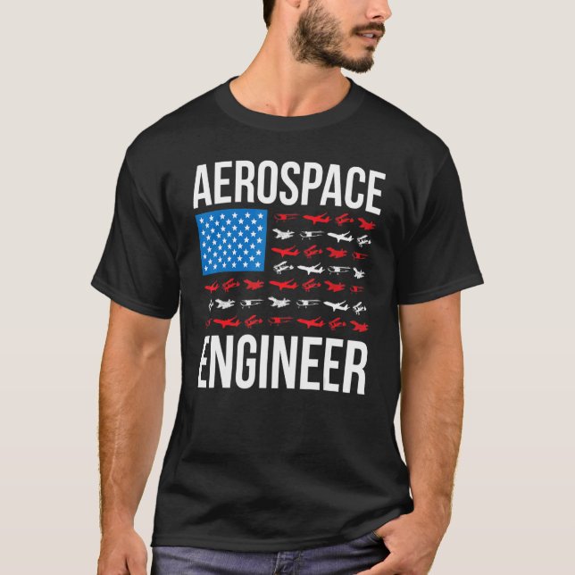 T-shirt Ingénierie aérospatiale Drapeau américain Ingénieu (Devant)