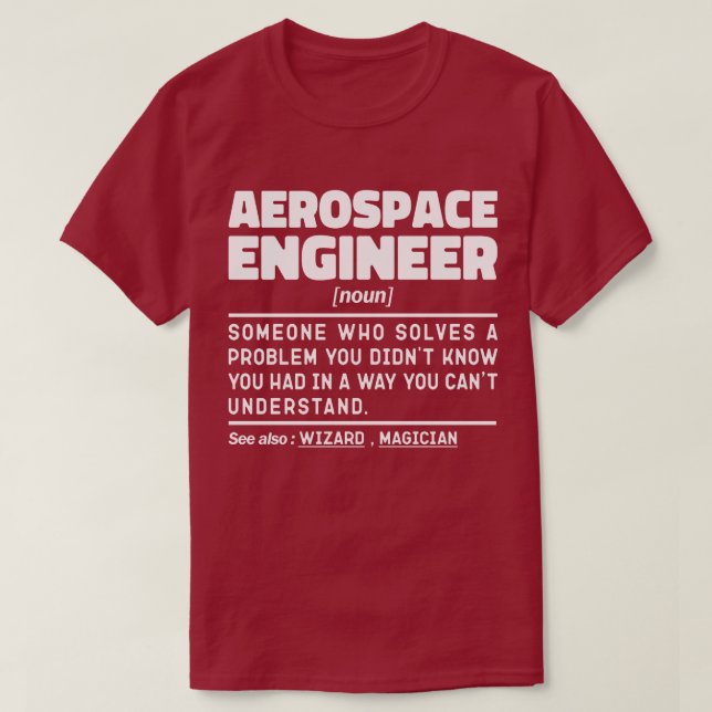 T-shirt Ingénieur aérospatial Noun Définition Sarcastique (Design devant)