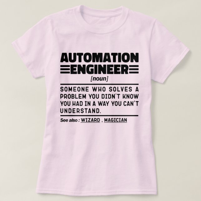 T-shirt Ingénieur Automatisation Noun Définition Cool sarc (Design devant)