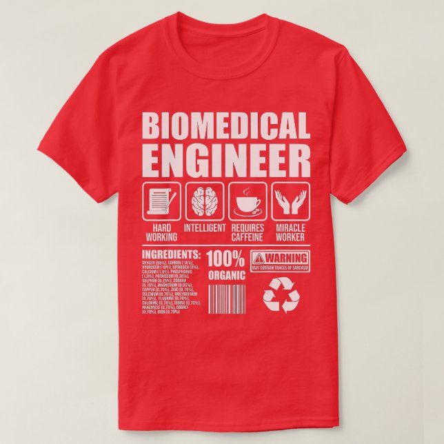 T-shirt Ingénieur Biomédical Travailler dur Biomed Sci Méd (Design devant)