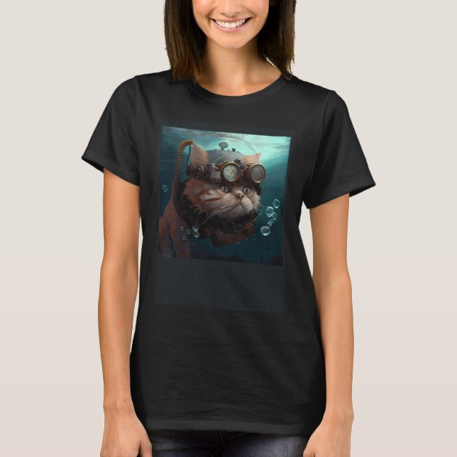 T-shirt Ingénieur Chat Sous-Marin (Devant)