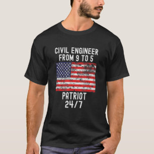 T-shirt Ingénieur civil Patrio Patriotic 4 juillet Usa Fl