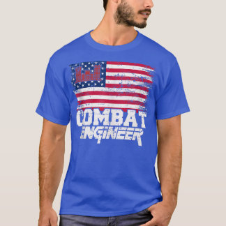 T-shirt Ingénieur de combat avec Drapeau américain en détr