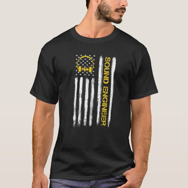 T-shirt Ingénieur du son American Flag Audio Engineer (Devant)