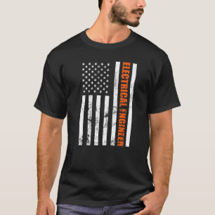 T-shirt Ingénieur électrique American Vertical Flag USA