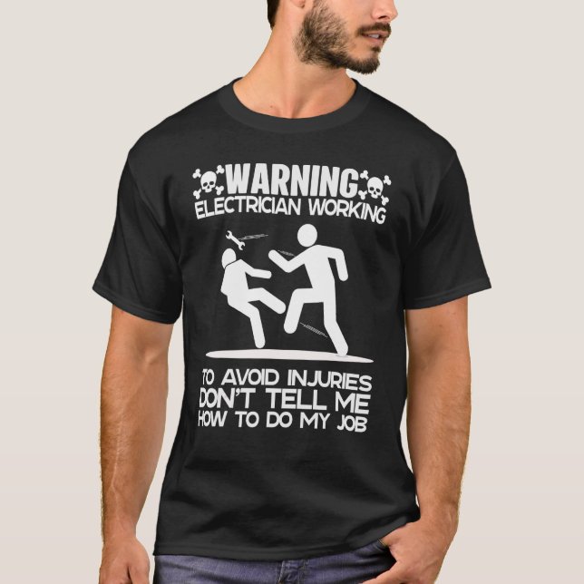 T-shirt Ingénieur électrique Lineman Industriel Crazy Elec (Devant)