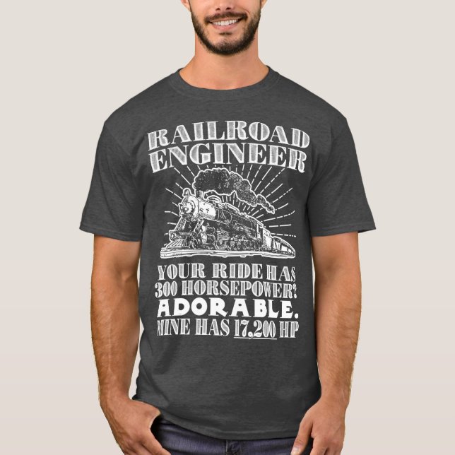 T-shirt Ingénieur ferroviaire Horsepower Funny Locomotive (Devant)
