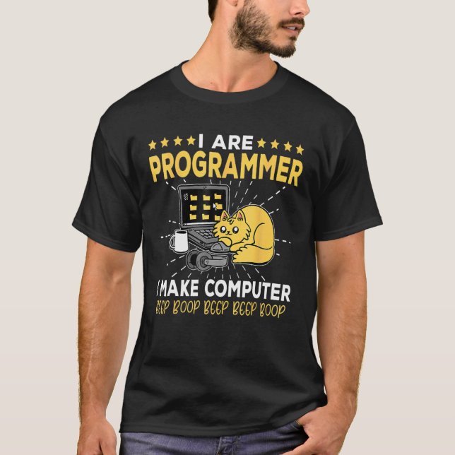 T-shirt Ingénieur logiciel Chat orange Programmeur Faire C (Devant)