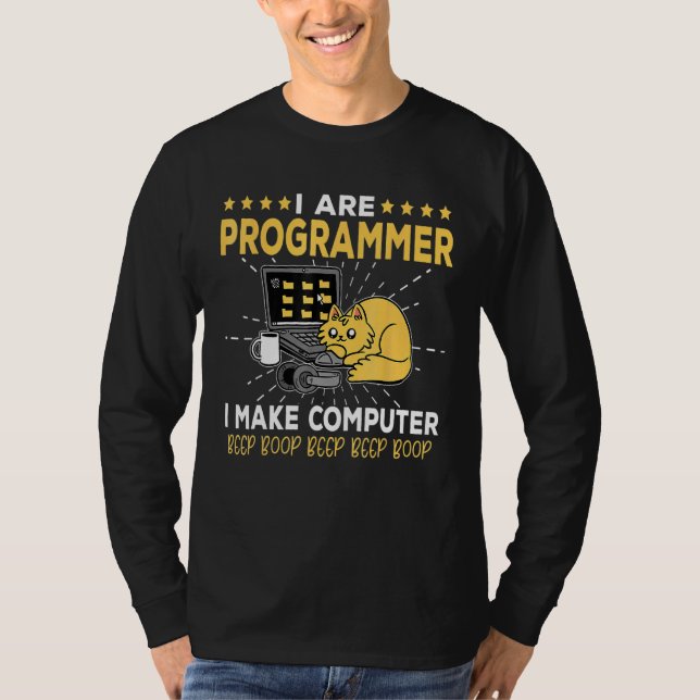 T-shirt Ingénieur logiciel Chat Orange Programmeur Faire O (Devant)