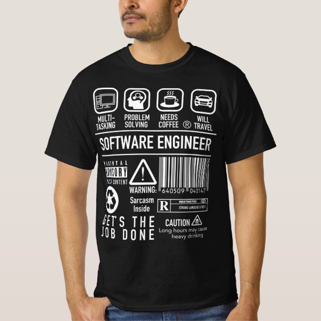 T-shirt Ingénieur logiciel drôle avec symboles (Devant)