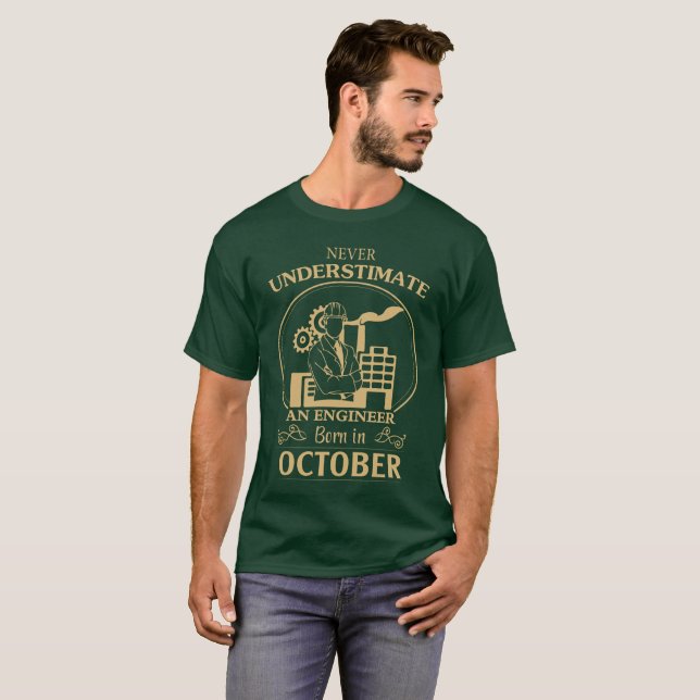 T-shirt Ingénieur né en octobre (Devant entier)
