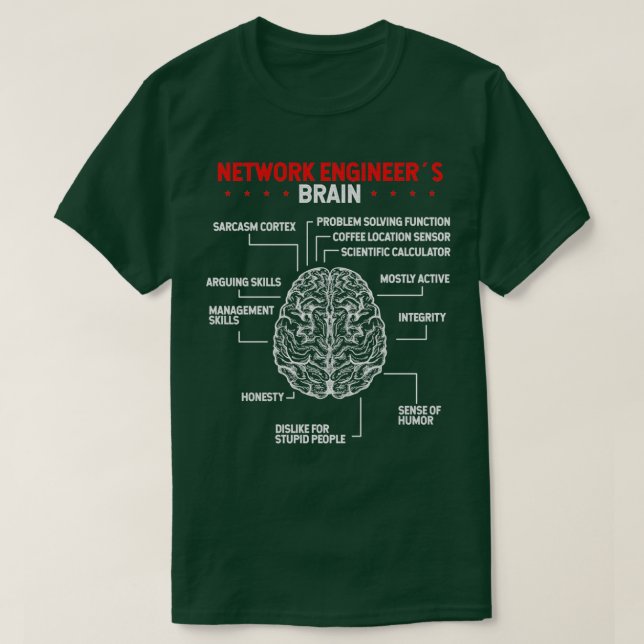 T-shirt Ingénieur réseau du serveur cerveau (Design devant)