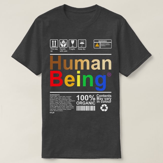 T-shirt Ingrédient scientifique de l'être humain (Design devant)