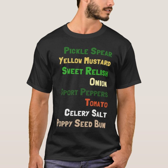 T-shirt Ingrédients de hot-dog de Chicago (Devant)