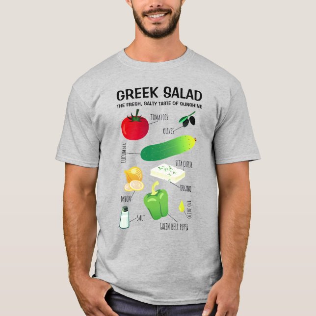 T-shirt Ingrédients de salade grecs - Un goût de soleil (Devant)