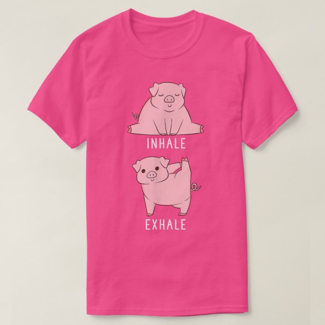 T-shirt Inhale Exhale Cochon Funny Ferme Animal Yoga (Design devant)