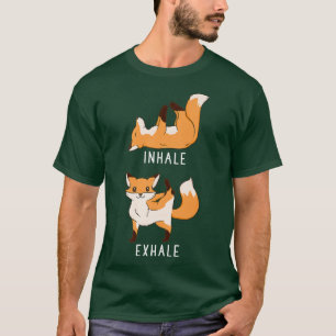 T-shirt Inhale Exhale Fox Funny Woodland Animal Yoga Premi