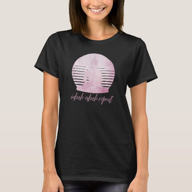 T-shirt Inhale Exhale Répéter rose (Devant)