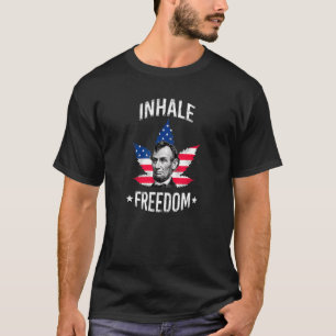 T-shirt Inhale Freedom Usa Drapeau Mauvaise feuille Abraha