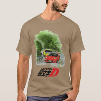 T-shirt Initial D Manga Aquarelle Voitures Amis de course