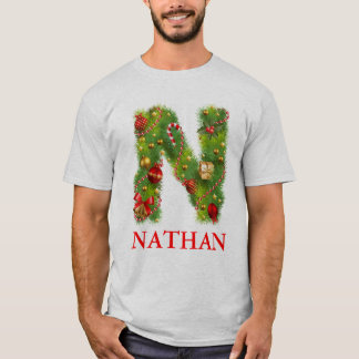 T-shirt initial de monogramme de Noël N
