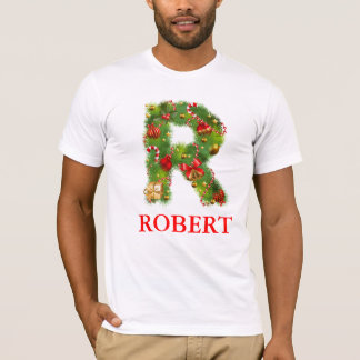 T-shirt initial de monogramme de Noël R