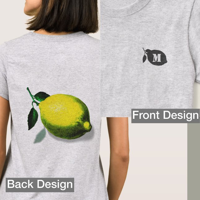T-shirt Initial Green Lemon Silhouette Front Back Print (Créateur téléchargé)