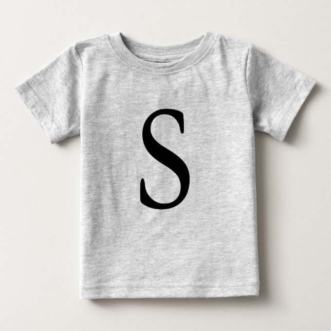 T-shirt initial noir monogrammé (Devant)
