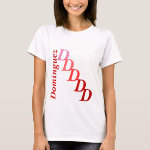 T-shirt - Initiale dans les tons rouges avec nom