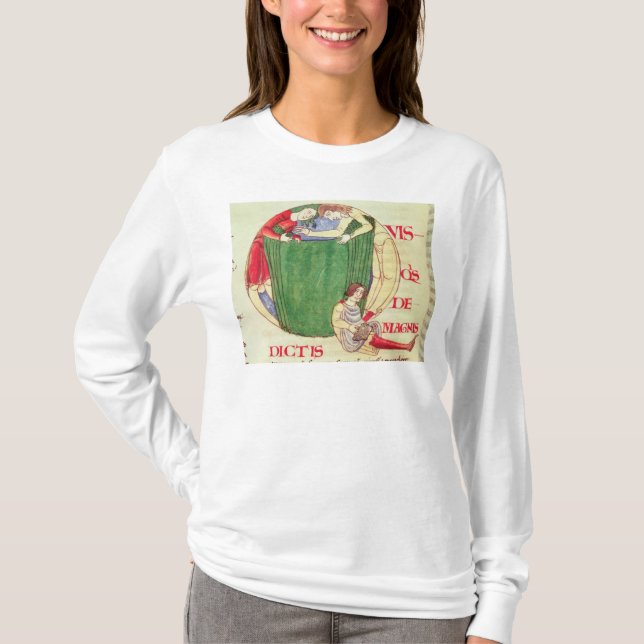 T-shirt Initiale "Q" de Historiated dépeignant des (Devant)