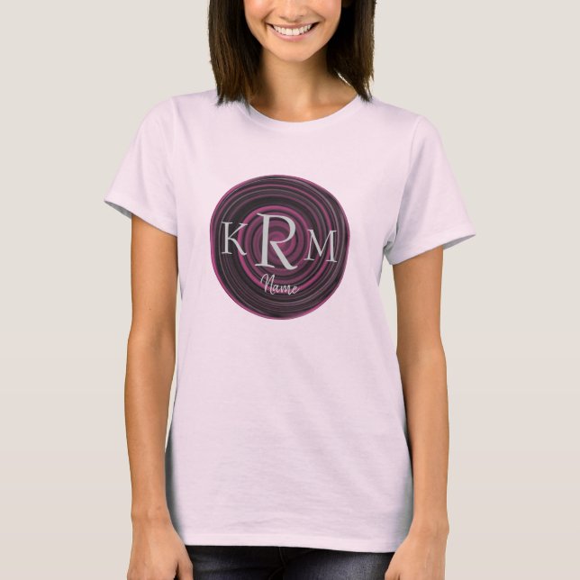T-shirt Initiales de monogramme Tourbillons de prune Perso (Devant)