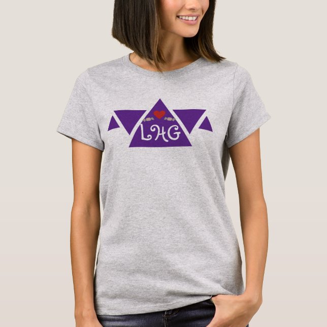 T-shirt Initiales de script personnalisées Triangle Heart  (Devant)