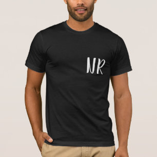 T-shirt Initiales Monogramme Moderne Noir Design Élégant